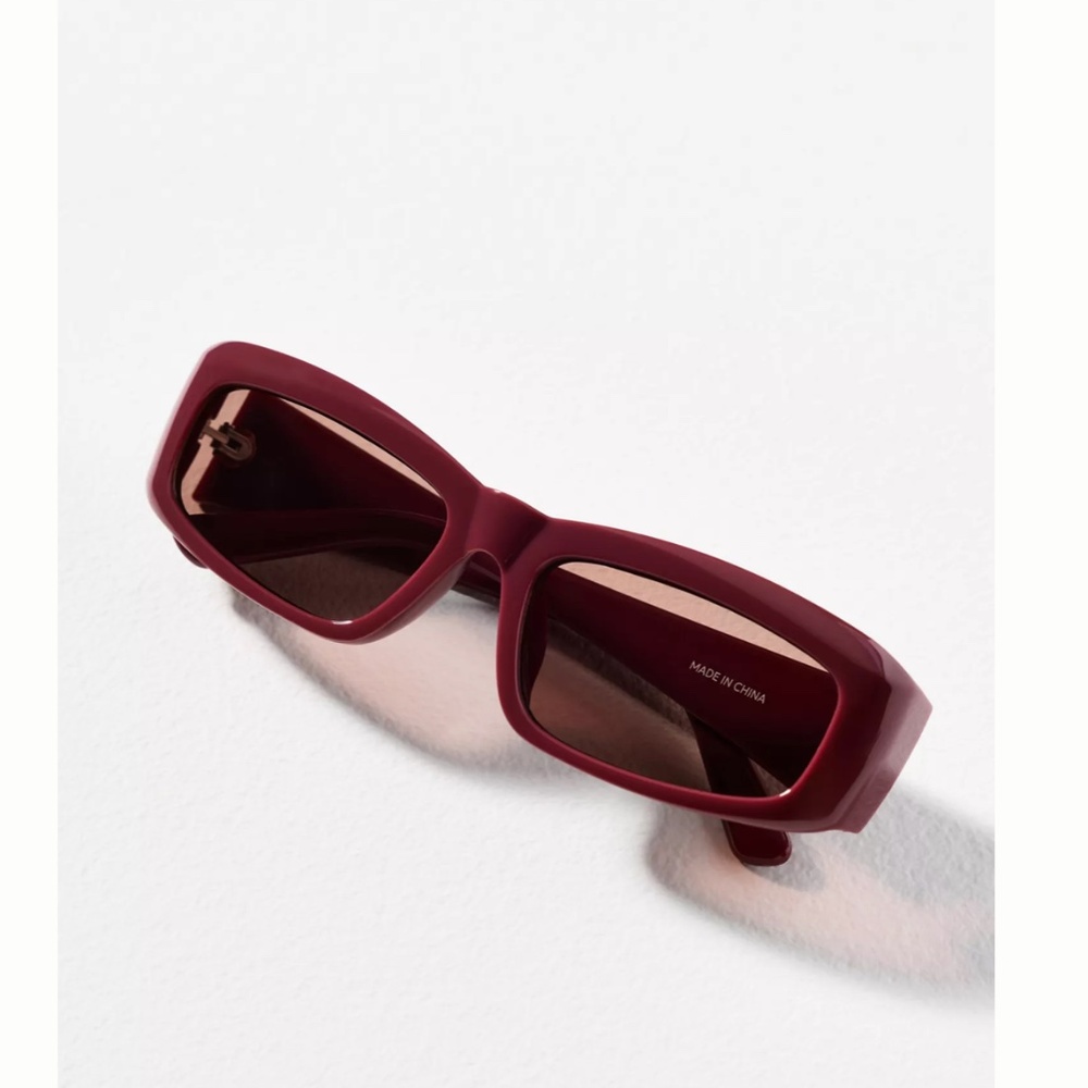 NWT Anthropologie Rectangle Sunglasses Elite Dark Burgundy